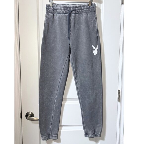 Playboy Bunny Graphic Joggers – Grey Acid Wash – Women’s Small – Trendy Retro - Picture 2 of 9